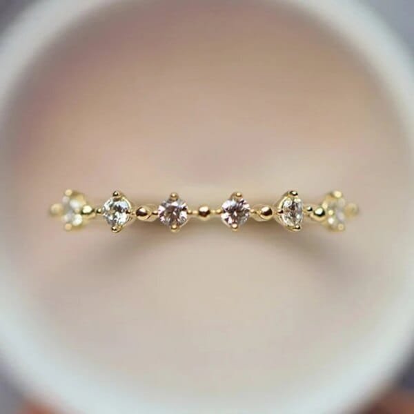 Dazzling Cubic Zirconia Ring – Gold Color Minimalist Thin Band Statement Jewelry - Image 2