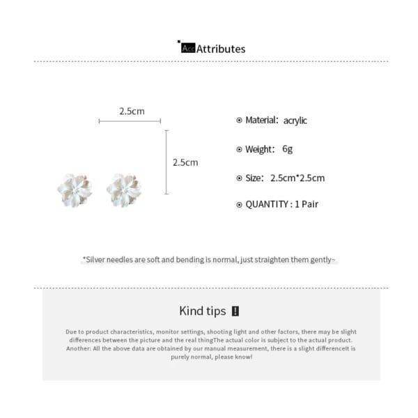 Acrylic White Camellia Flower Stud Earrings – Fairycore Fashion Jewelry for Women Party & Wedding - Image 6