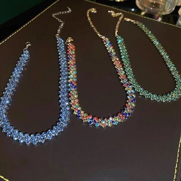 Lovely Women Full Rhinestone Choker Necklace Geometric Crystal Wedding Party Jewelry Gift - Image 5