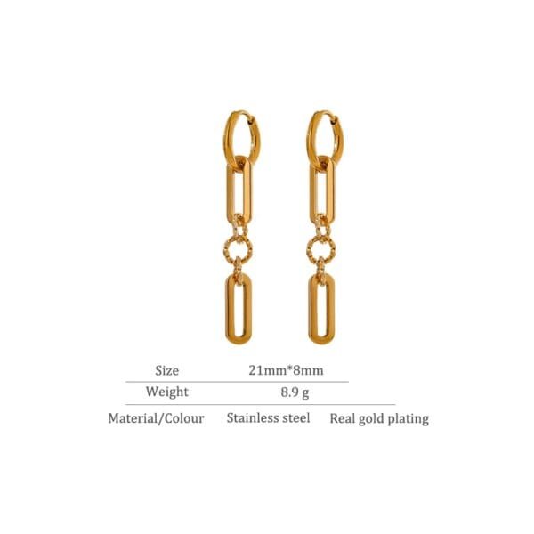 High Quality Stainless Steel Geometric Dangle Earrings Chic Gold Long Anniversary Jewelry - Image 5