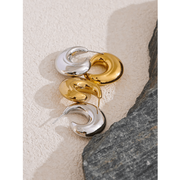 Fashion Chunky C-Shape Earrings – 18K Gold Plated Stainless Steel Waterproof Statement Jewelry - Image 5