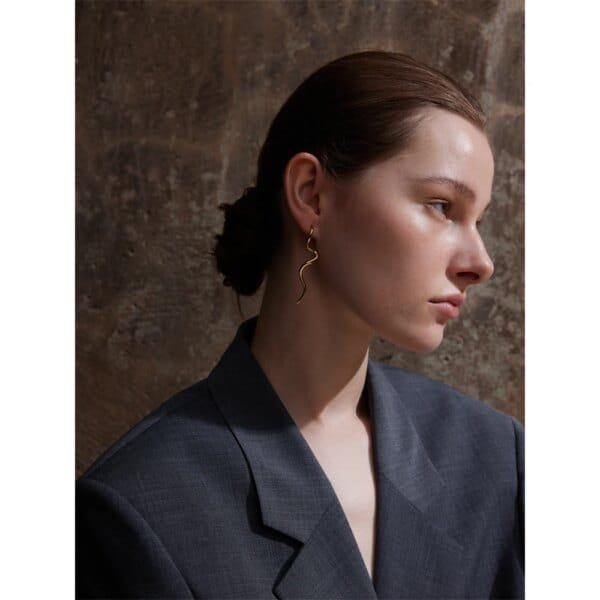 Minimalist Flowing Geometric Long Stud Earrings – Hypoallergenic Stainless Steel Daily Jewelry - Image 5