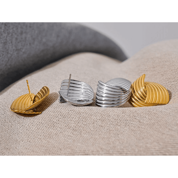 Geometric Stud Earrings – 18K Gold PVD Plated Stainless Steel Hypoallergenic Jewelry Gift - Image 4