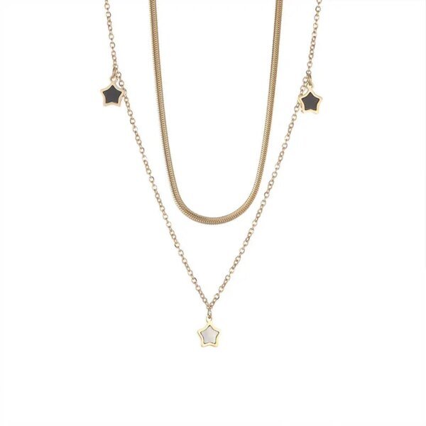 Women Girls 316L Stainless Steel Chain Star Charm Necklace Bracelet Set Trendy Jewelry - Image 5