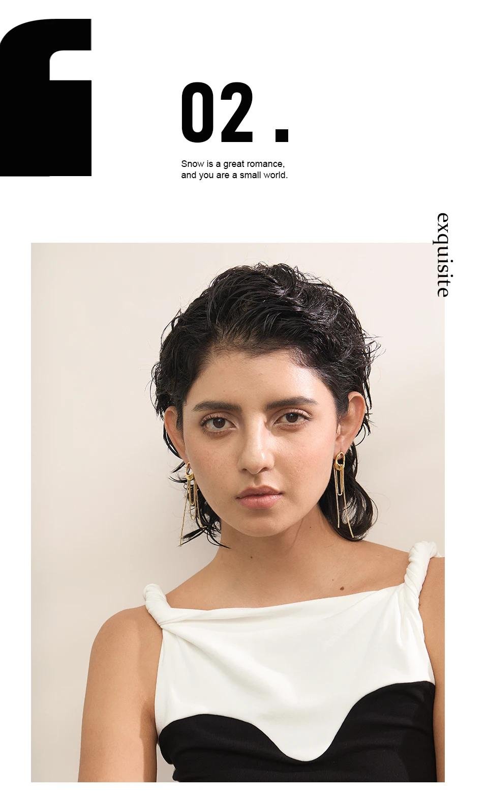 Yhpup 316L Stainless Steel Geometric Tassel Chain Drop Dangle Earrings for Women Temperament Popular Waterproof Jewelry Gift