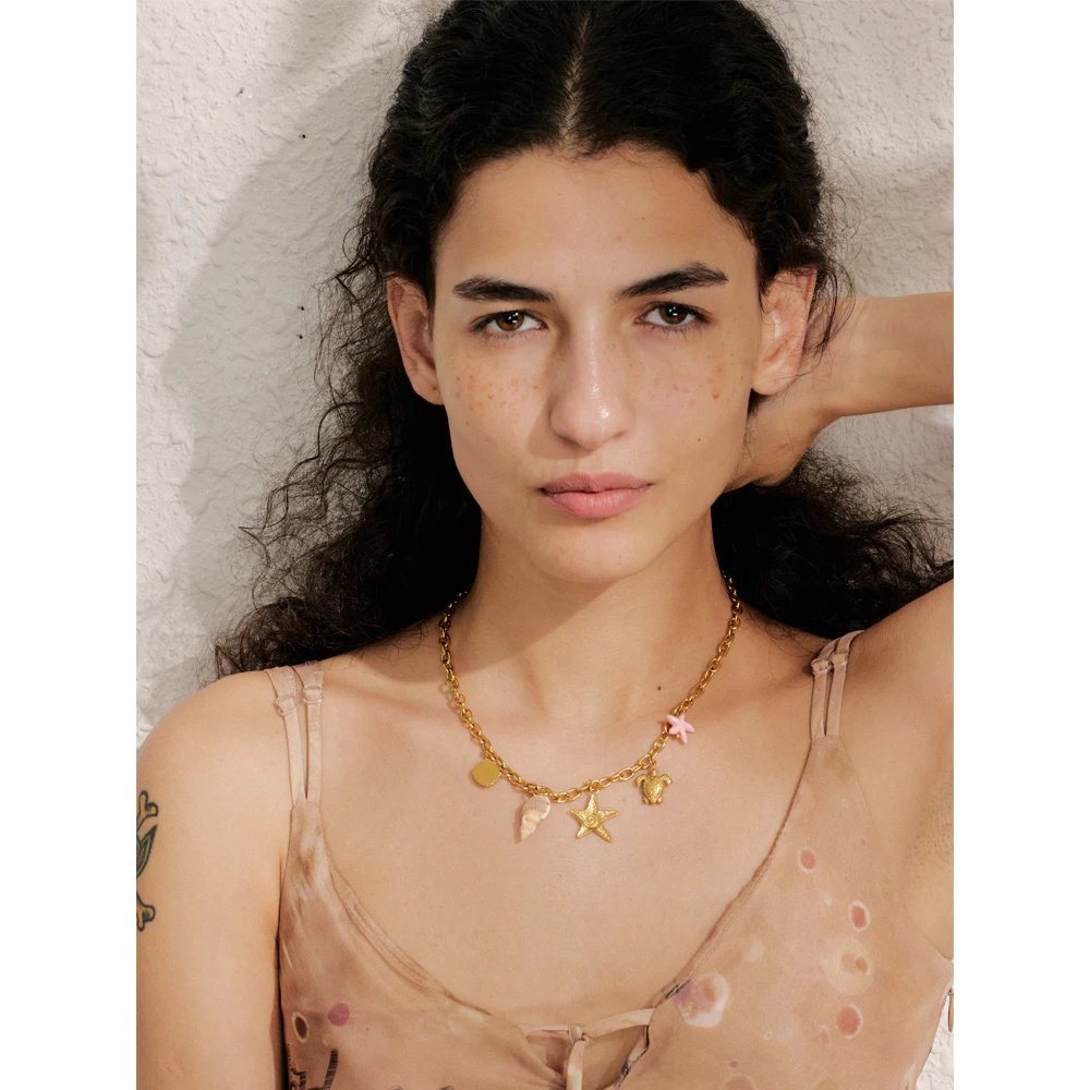 Stainless Steel Ocean Sun Pendant – Handmade Golden PVD Plated - Image 5